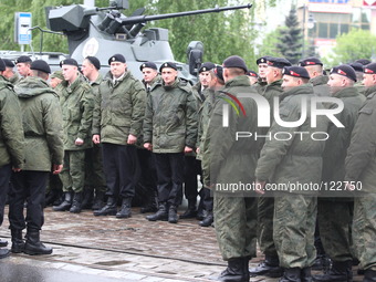 Kaliningrad, Russia 9th, May 2014 Russian Army soldiers are seen during a large military parade in Kaliningrad, Russia, to mark Victory Day,...