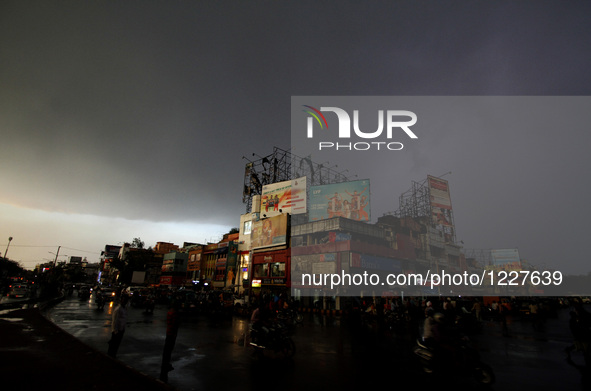 Thunderstorm in the eastern Indian city Bhubaneswar, India, Monday, 23 May 2016. 