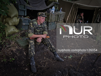 Ukrainian army paratroopers have a short brake on patroling the territory of Anti-terrorist Opp in Donetsk region (