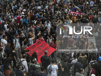 Scores of protesters marched in Istanbul on May 31, 2014, despite numerous police closures and checkpoints set up to prevent any activities...