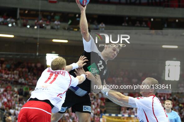 Gdansk, Poland 7th, June 2014 Quatar 2015 Men's World Handball Championship Play Off game between Poland and Germany at ERGO Arena sports ha...