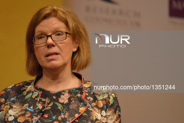 Sherry Coutu CBE, entrepreneur, speaking at the EuroScience Open Forum Conference on July 26th, 2016, in Manchester, England. 