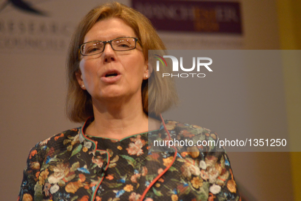 Sherry Coutu CBE, entrepreneur, speaking at the EuroScience Open Forum Conference on July 26th, 2016, in Manchester, England. 