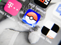 The Pokemon Go game is seen on an iPhone. (