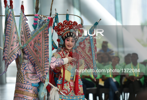 Chinese young artists perform traditional Cantonese opera at the 2016 China-Africa Youth Gala in Guangzhou, capital of south China's Guangdo...
