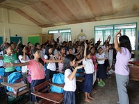 Tacloban, Philippines - Students participate in a school excercise in San Jose Central School, Tacloban City on June 11, 2014. On November 8...