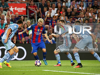 Leo Messi, Vasco Regini, Karol Linetty and Leandro Castan during the match corresponding to the Joan Gamper Trophy, played at the Camp Nou s...