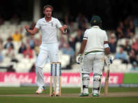 England's Stuart Broad  gets LBW on Pakistan's Sami Aslam  During Day One of the Fourth Investec Test Match between England and Pakistan pla...