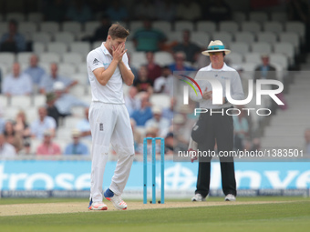 England's Chris Woakes during Day Three of the Fourth Investec Test Match between England and Pakistan played at The Kia Oval Stadium, Londo...