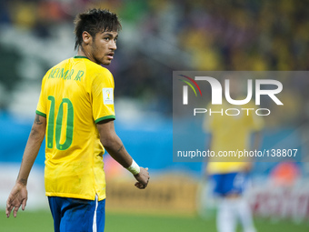 SAO PAULO BRAZIL--12 June: Neymar Jr. in the match between Brazil and Croatia in the group stage of the 2014 World Cup, for the group A matc...