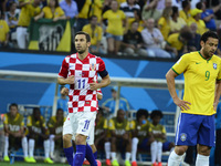 Darijo Srna (L - Croatia) and Fred (R - Brazil) in the match between Brazil and Croatia in the group stage of the 2014 World Cup, for the gr...
