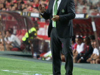Setubal's head coach Jose Couceiro reacts during the Portuguese League football match SL Benfica vs Vitoria Setubal FC at Luz stadium in Lis...