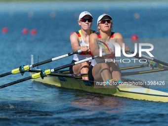 Frieda Haemmerling and Julia Leiding of Germany during the semifinal of the U23 Womens Double Sculls on day 3 of the 2016 World Rowing Senio...