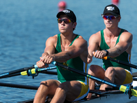 Bradley Betts and Kyle Schoonbee of South Africa during the semifinal of the U23 Mens Double Sculls on day 3 of the 2016 World Rowing Senior...