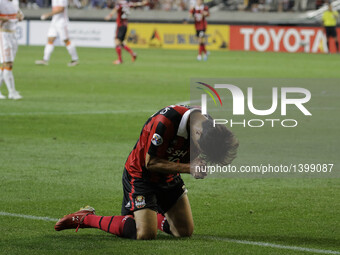 Park Chu Young of FC Seoul goal ceremony after second goal during an ACL 2016 FC Seoul V Shandong Luneng FC match at World Cup Stadium in Se...