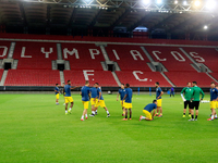 Arouca's players during the training of UEFA Europa League match between FC Olympiacos and FC Arouca at Georgios Karaiskakis Stadium in Pira...