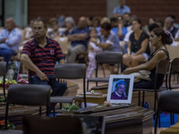 Relatives of earthquake victims during the night vigil for the vicitms of earthquake in Ascoli Piceno during the funeral wake on August 26,...