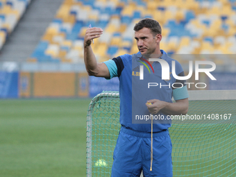 Ukrainian national soccer team's new head coach Andriy Shevchenko during training at NSC 