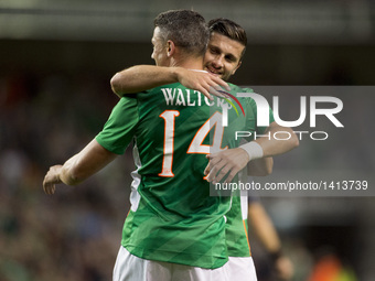 Jonathan Walters and Shane Long both of Ireland celebrate after goal during the International Friendly football match between Republic of Ir...