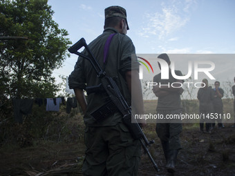 Guerrillas from FARC EP meet during the firsts hours in the morning for notice the daily labours  in Llanos del Yari, a town in an Indigenou...