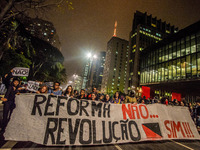 Students protested on Paulista Avenue, in downtown Sao Paulo, Brazil, on 26 September 2016 against the education reform announced by the fed...