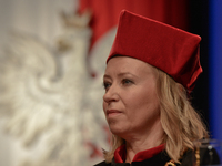 Dorota Segda, a Polish stage, film and television actress, and also the rector of the school, welcomes new students, during the 71st inaugur...