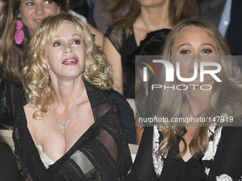 American Actress Melanie Griffith and Christine Taylor attends the 60th Taormina Film Fest on June 19, 2014 in Taormina, Italy. (
