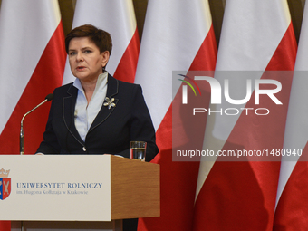 Polish PM Beata Szydlo takes part in the 64th inauguration of the academic year 2016/17 at the Agricultural Uniwersutet in Krakow (Polish: U...