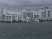 A general view of Miami as people wait for Hurricane Matthew to come ashore October 6, 2016 in Miami, Florida. Some three million people on...