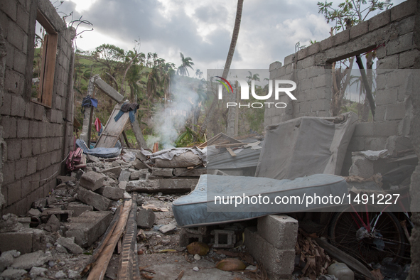 A damaged House in Tapyon near Les Cayes, Haiti, on October 9, 2016.The number of people killed in Haiti by Hurricane Matthew hit 1,000 peop...