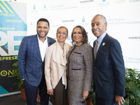 Anthony Anderson,Rep. Eleanor Holmes Norton,Ms. Cathy Hughes, Rev. Al Sharpton pose In the Blackburn Center Ballroom on the campus of Howard...