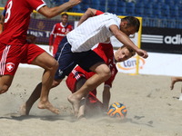 Sopot , Poland 27th June 2014 Euro Beach Soccer League tournament in Sopot.
Game between France and Switzerland.
Michael Misev (5) in action...