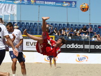 Sopot , Poland 27th June 2014 Euro Beach Soccer League tournament in Sopot.
Game between France and Switzerland.
Philipp Borer (10) in actio...