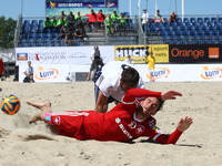 Sopot , Poland 27th June 2014 Euro Beach Soccer League tournament in Sopot.
Game between France and Switzerland.
Philip Borer (10) in action...