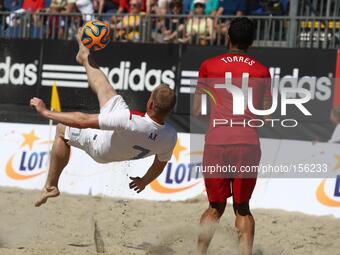 Sopot , Poland 27th June 2014 Euro Beach Soccer League tournament in Sopot.
Game between Portugal and Netherlands.
Patrick Ax (7) in action...