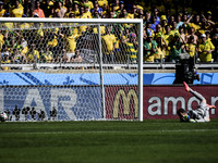 Julio Cesar (12) can't reach the ball and Alexis Sanchez scores 1-1 for Chile, against Brazil, at the match #49, for the Round of 16, of the...
