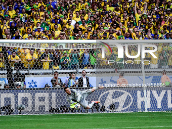 Brazil wins Chile in the penalty shootouts at the Round of 16 match of the 2014 World Cup, this saturday, June 28th, in Belo Horizonte. (