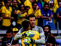 Brazil wins Chile in the penalty shootouts at the Round of 16 match of the 2014 World Cup, this saturday, June 28th, in Belo Horizonte. Juli...