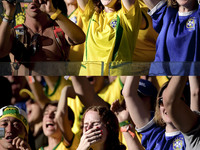Fans of Brazil react during the FIFA World Cup match against Chile, in Belo Horizonte, Brazil, on June 29, 2014. (