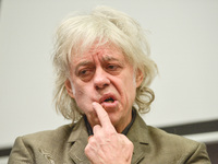 Sir Bob Geldof, an Irish singer, songwriter, author, occasional actor, and political activist, speaks to students at the Trinity Law Society...