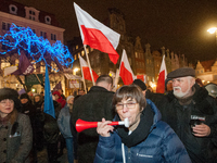 Parents, students, and opposition protest in Gdansk, Poland on 19 December 2016,  against planned by the Polish government reforms to the ed...
