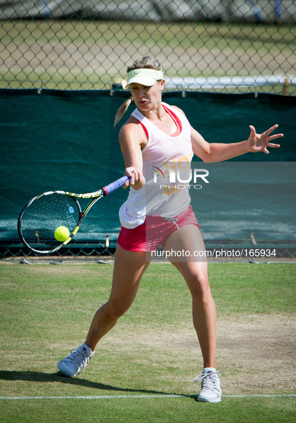eugenie Bouchard,  seen on the Wimbledon practice court prior to her womens final against Petra Kvitova tomorrow.