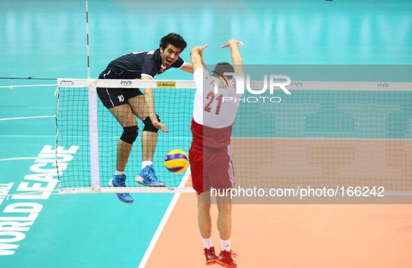 Gdansk, Poland 4th, July 2014 Poland faces Iran in the FIVB Volleyball World League game in Gdansk at ERGO Arena sports hall.
Amir Ghafour (...