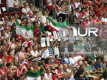 Gdansk, Poland 4th, July 2014 Poland faces Iran in the FIVB Volleyball World League game in Gdansk at ERGO Arena sports hall.
Iranian fans r...