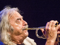 Enrico Rava during the concert in Piossasco for the Note d'Autore Jazz Festival, in Turin, Italy, on July 4, 2014. (