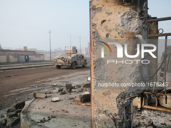 26.01.2017 Mosul, Iraq. Humvee military vehicle. Iraqi forces were engaged in heavy clashes  with ISIS militants in Arabi neighborhood, at l...