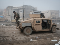 26.01.2017 Mosul, Iraq. Iraqi forces were engaged in heavy clashes  with ISIS militants in Arabi neighborhood, at least three days after the...