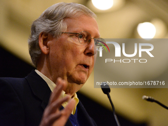 Speaker of the House Paul Ryan and Senate Majority Leader Mitch McConnell at a press conference during the January 26th, 2017 GOP Retreat in...
