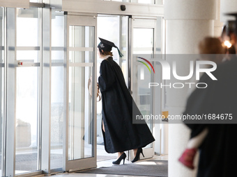 Students are seen during the graduation ceremony of the Technical and Agricultural University in Bydgoszcz, Poland on 28 January, 2017. UTP...