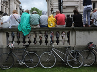 Crowds gather in central London to watch the Tour de France come to London. (